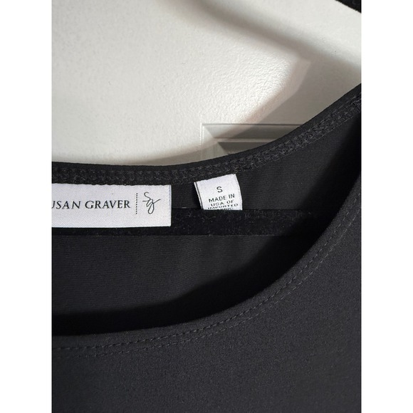 Susan Graver Black Liquid Knit A-Line Midi Dress Short Flutter Sleeve Small - Picture 2 of 9